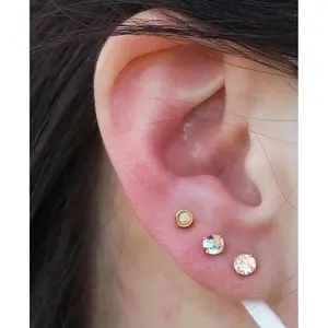 KRFY 3 Pairs Flat Back Stud Earrings Set for Women, Stainless Steel Cartilage Earrings, CZ & Pearl Jewelry, Gold Plated/Silver Tone DealsForYouDays