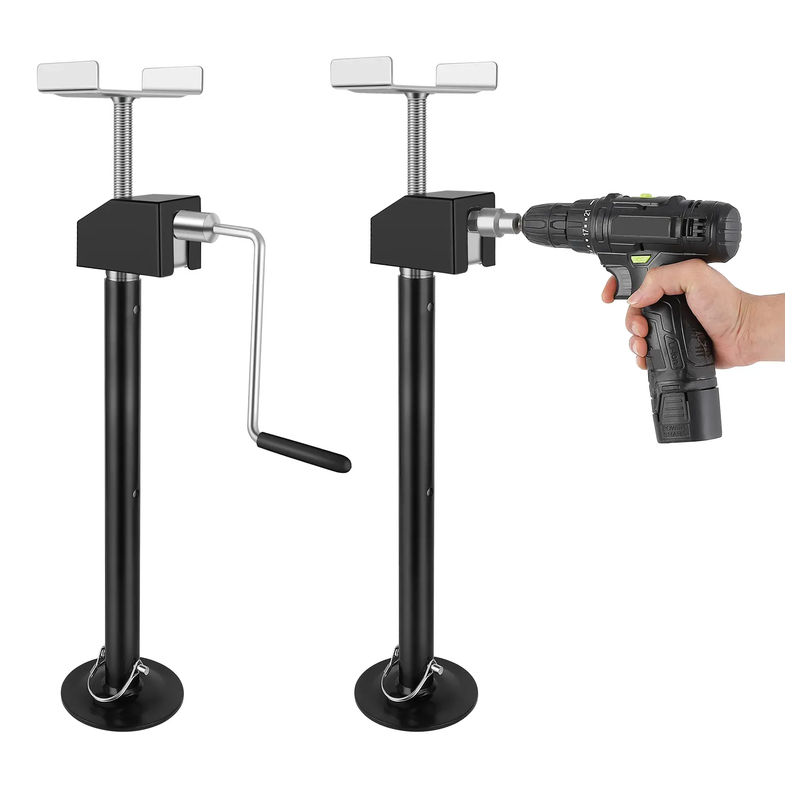 GAOMON 2-Pack RV Slide Out Stabilizer Jacks - 5000lbs Capacity, 21-34in Adjustable Height Level Support for Camper Trailer, Anti-Wobble Jacks with Crank Handle, Rv Stabilizers, Slide Out Jacks