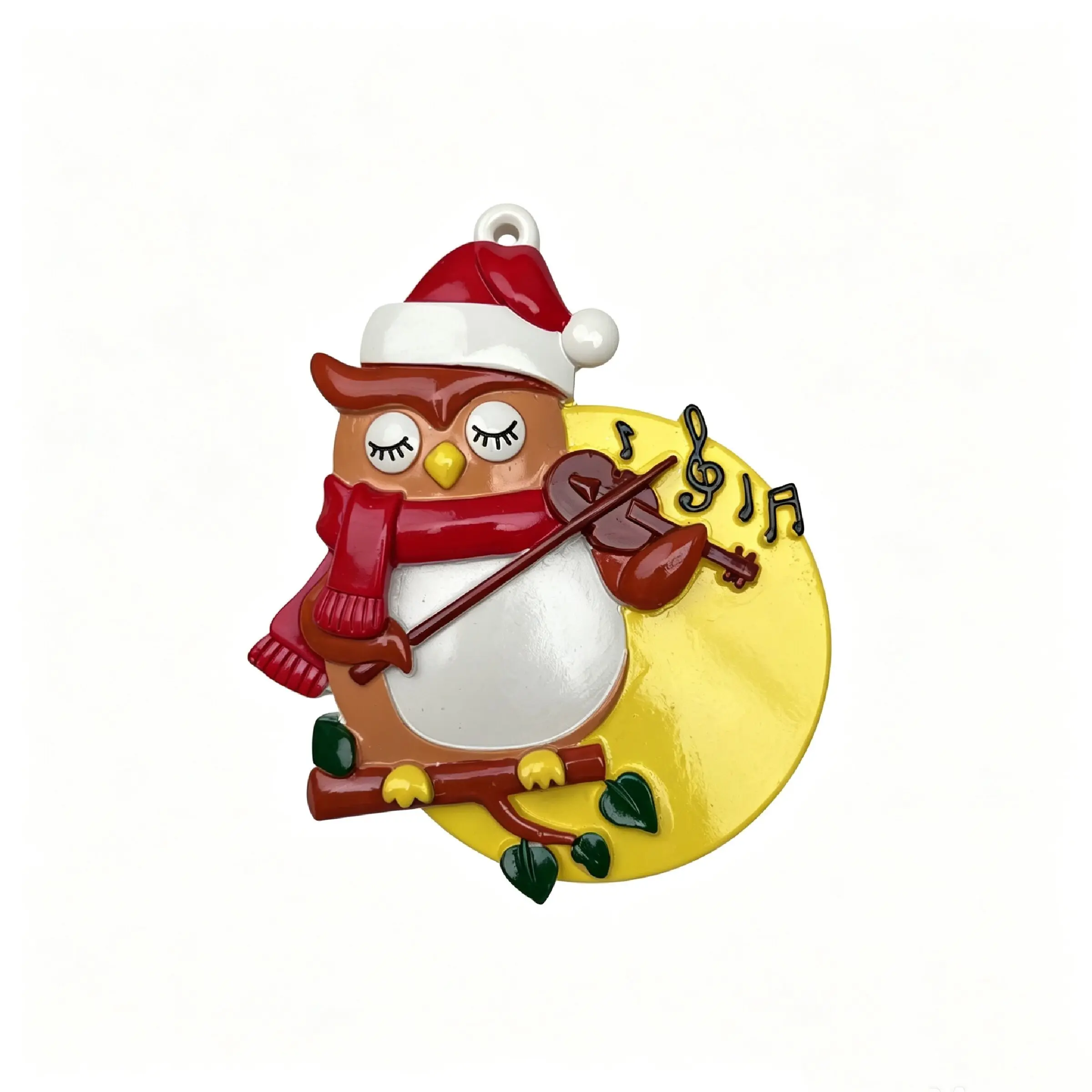 New Owl Violin Hand-Painted Resin Christmas Tree Ornament, DIY Customizable Name and Blessing, Cute Personalized Holiday Gift Decorations