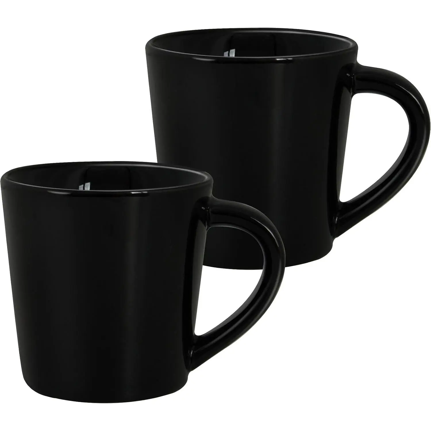 4.2oz Espresso Cups Set of 2, Ceramic Coffee Mugs Demitasse Cups, Small Espresso Mugs for Shot of Coffee,  Cups with Handles,  for coffee Lovers - Black