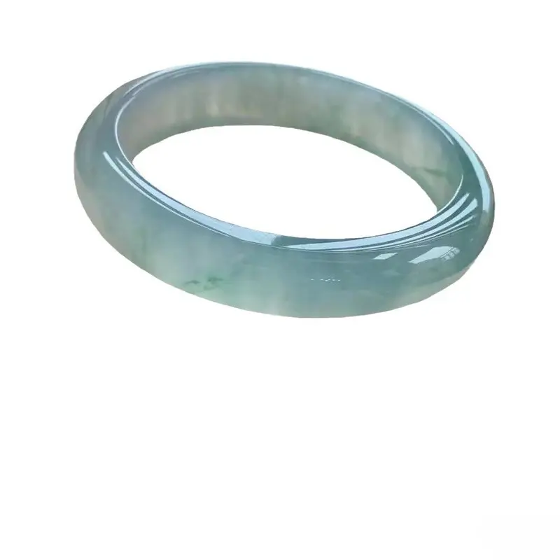 Grade A natural Burmese jadeite bracelet, ice blue jadeite bracelet, transparent high-quality ice jade bracelet, genuine high-end gift elaborate craftsmanship