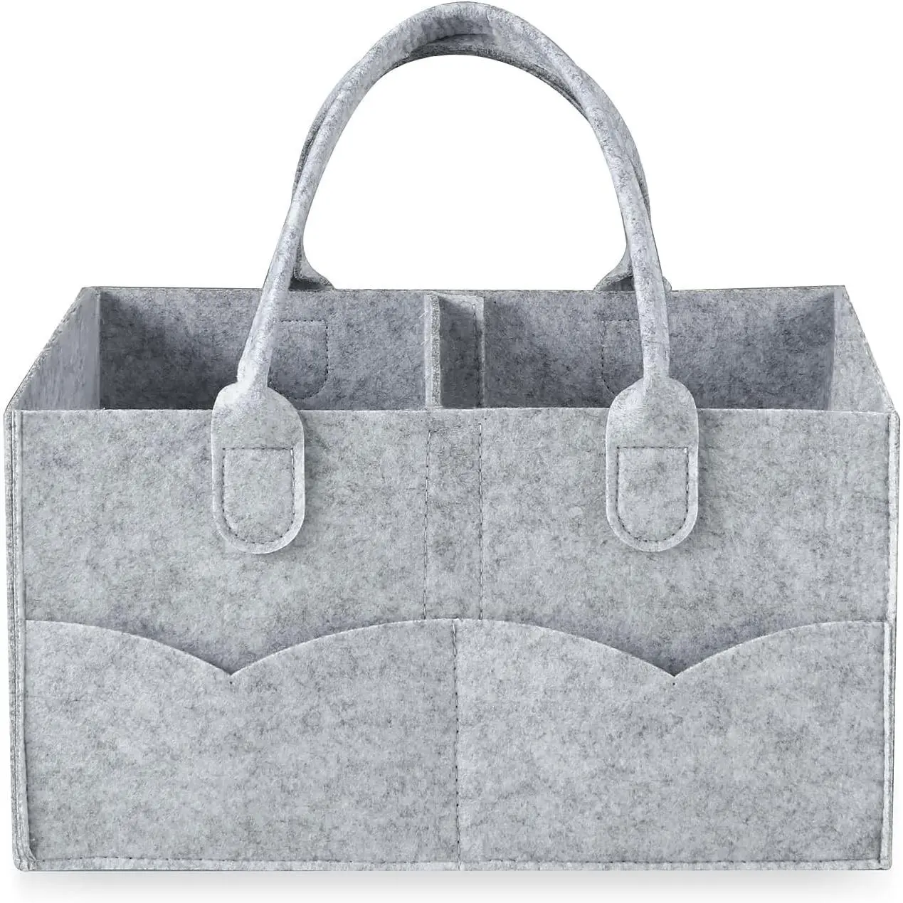Baby Diaper Caddy Organizer, Portable Nursery Storage Basket for Wipes and Baby Essentials, Collapsible with Divided Design (Grey)(Gift)