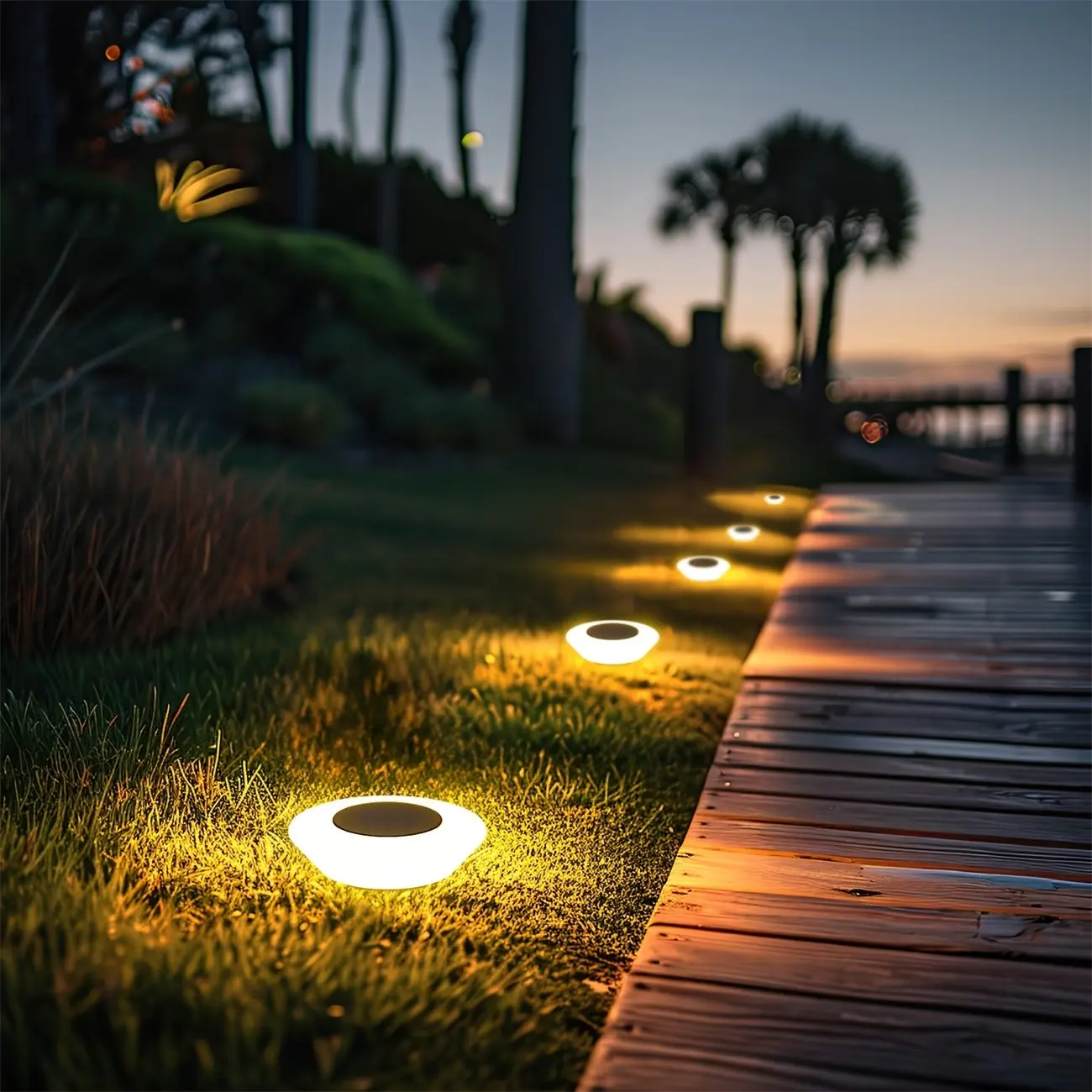 Modern White Solar Ground Lights, LED Lawn Lighting Lamps, Highly Practical, Bright Ground Lights, Step Lighting, Light-controlled Switches, Suitable for Outdoor, Garden, Path, Park, Path Night Lighting, Bright Facilities