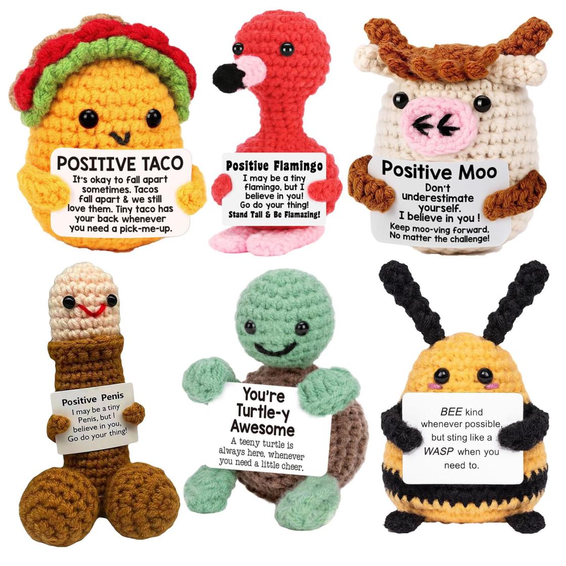 6Pcs Handcrafted Mini Knit Plush Set, Ultra Soft Stuffed Plushies, Emotional Support Plush, Birthday Gifts For Women, Christmas Presents, Holiday Gifts, Teacher Appreciation Gifts, Gifts For Him Her, Cute Desk Decor, Bedroom Decor, Car Ornament, Stress Re