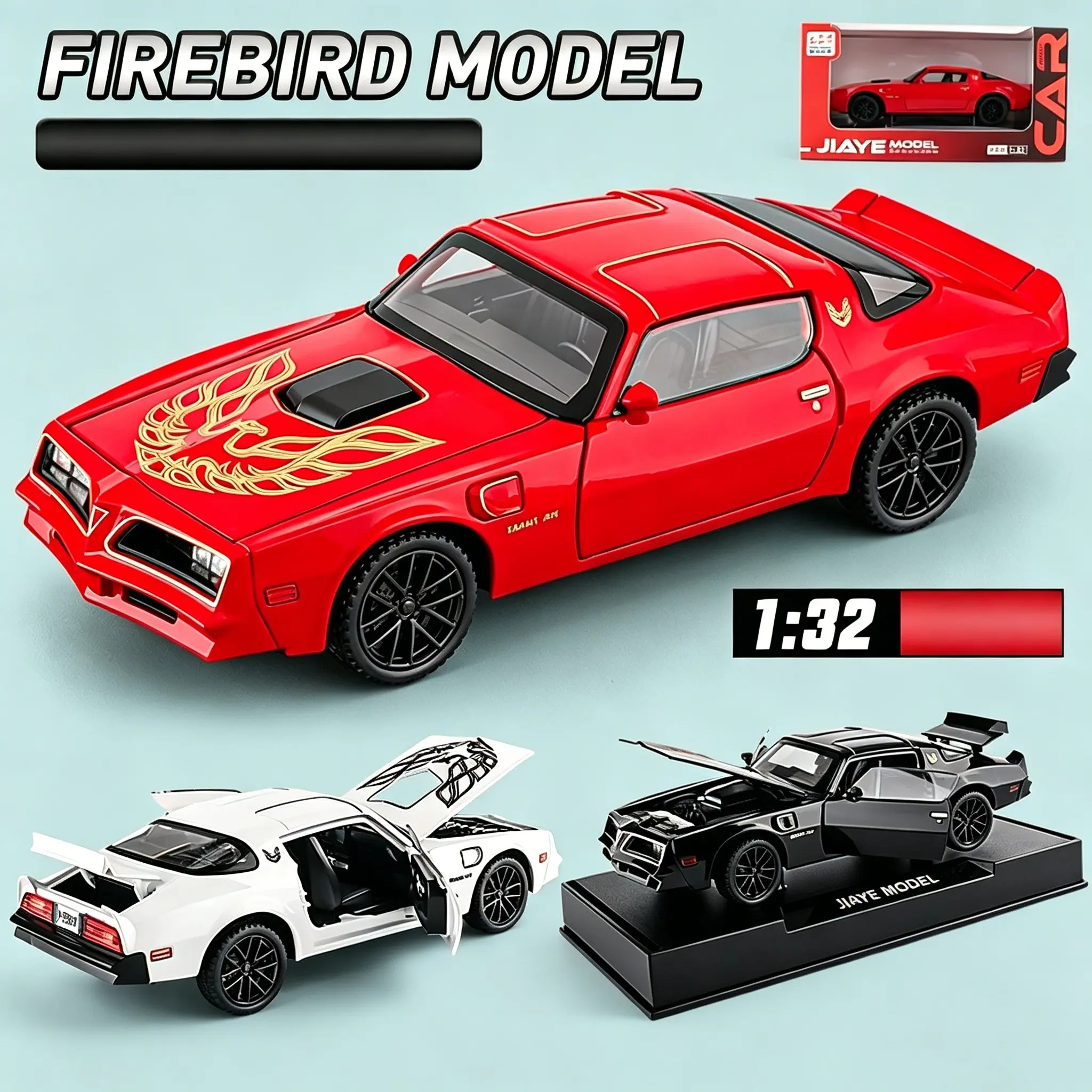 Pontiac Firebird Alloy Car Model, 1/32 Scale Muscle Car Replica, Realistic Toy Car Decor, Gift for Car Enthusiasts, Birthday & Festival Present