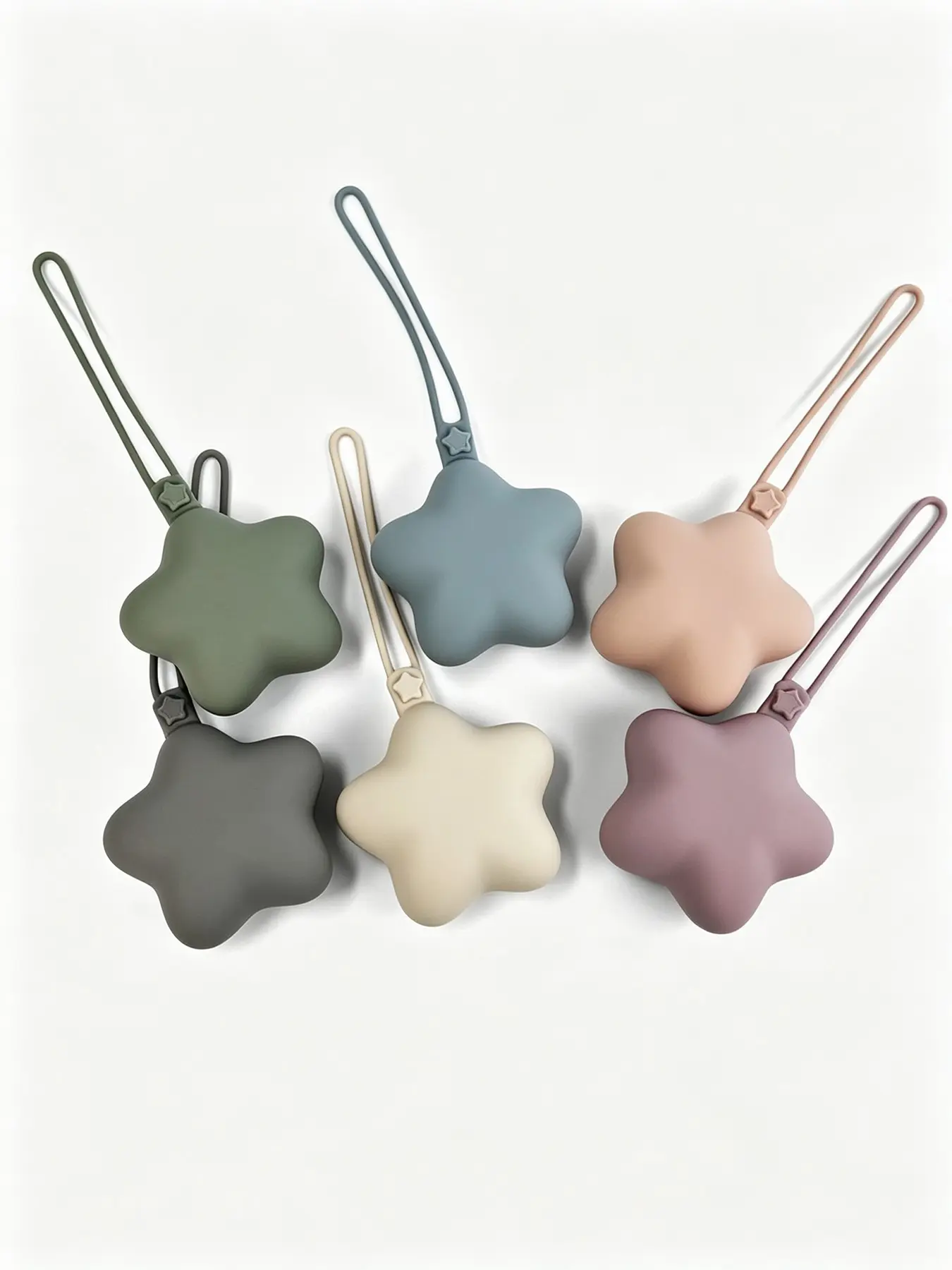 Pacifier Holder Bag Charm Food Grade Silicone, Cute Star Shape Baby Soother Storage, Portable Stroller & Diaper Bag Accessory for Travel Baby Shower Gift