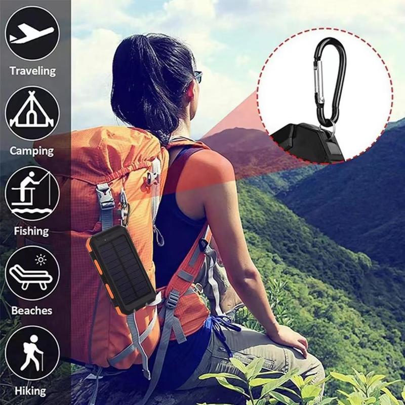 Solar Charger, 38800mAh Portable Type-C Solar Power Bank for All Cellphones, Waterproof Battery Pack, Outdoor External Backup Power Charger Three Outputs/LED Flashlights, Perfect for Camping Travel