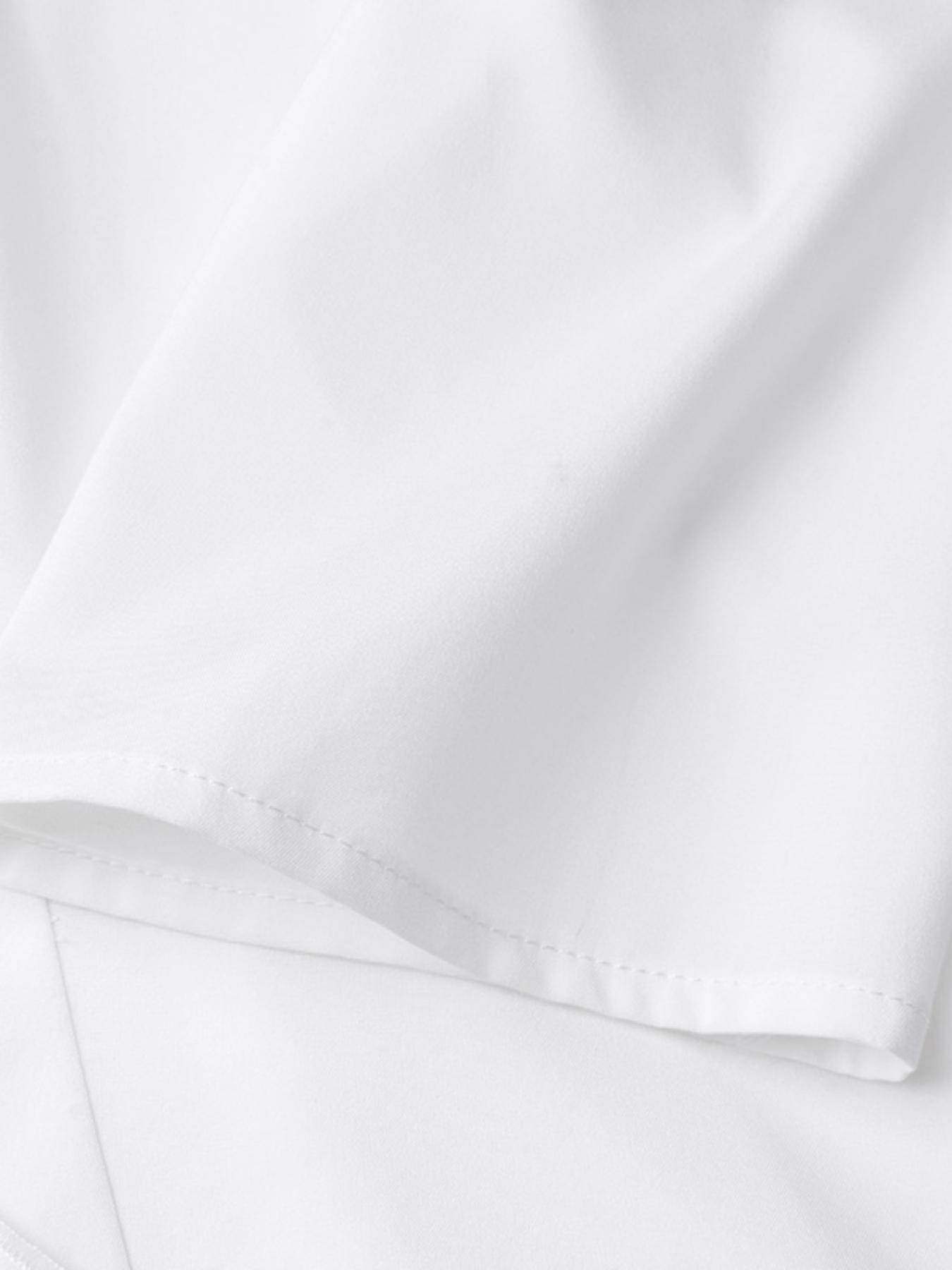 Women's Plain Ruffle Trim Button Front Blouse, Elegant Fitted Long Sleeve Stand Collar Top for Work Office Business, Women's Clothing for Fall & Winter