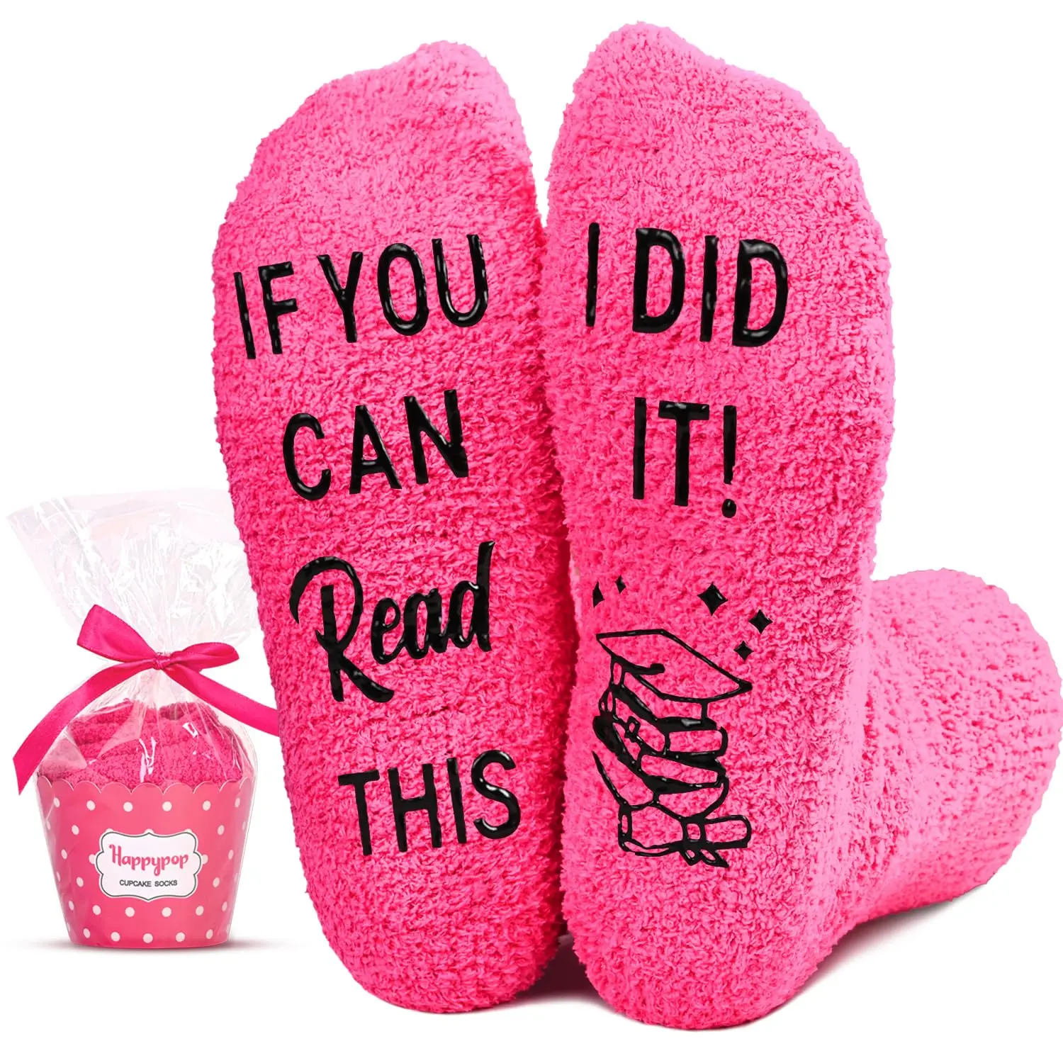 HAPPYPOP Inspirational Grad Gifts for Girls Congratulations Socks for Women, High School, College, Masters Degree, PhD Graduation Gifts for Her Socks