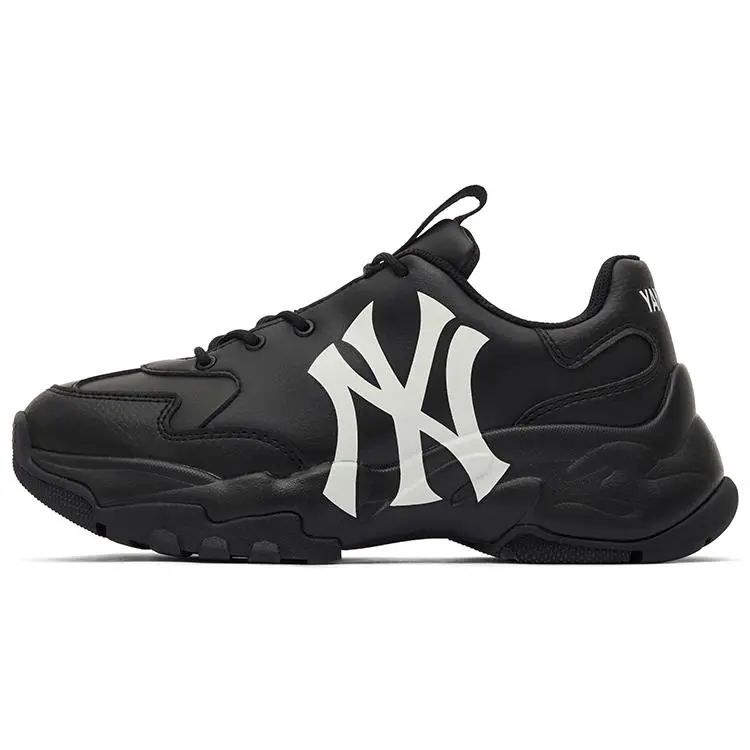 MLB Big Ball Chunky Retro Print Elevating Low-Top Dad Shoes for Men and Women in Black Verifiable, with credentials and supporting global authentication