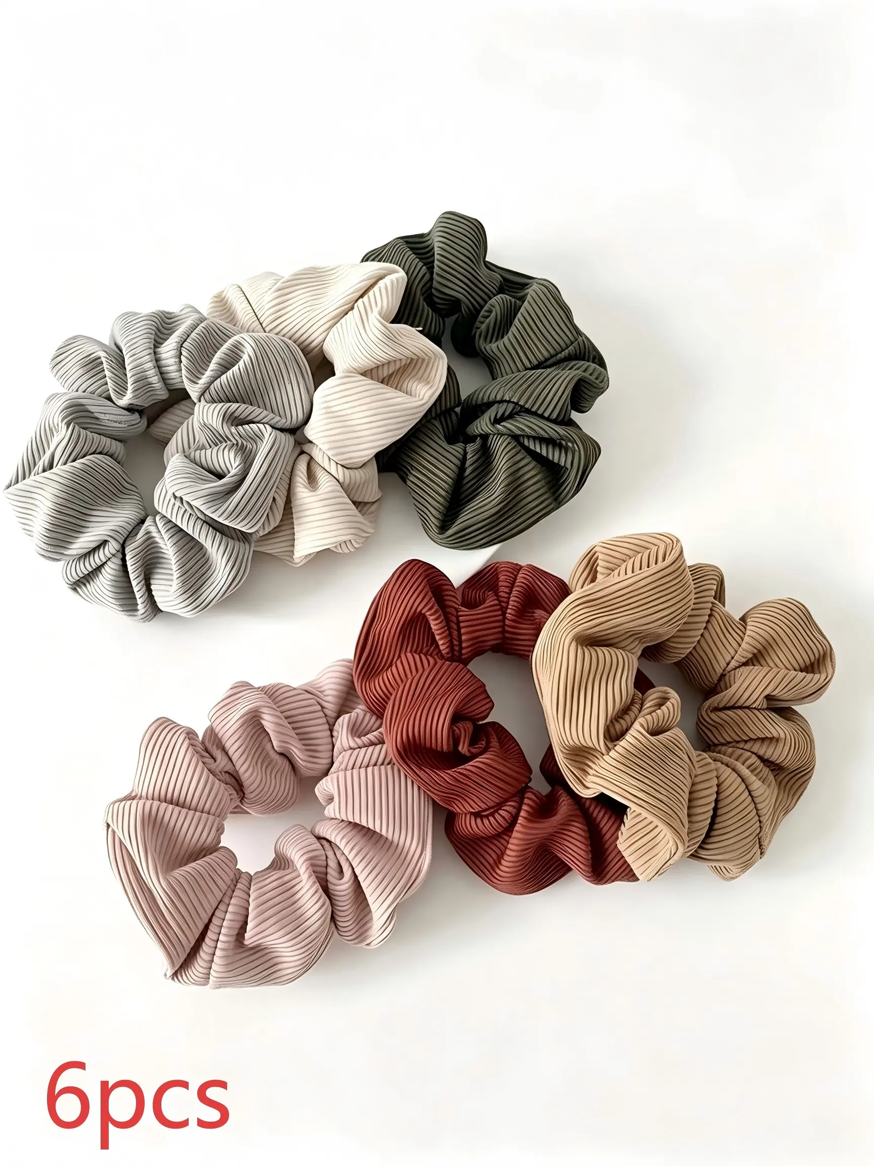 6pcs Boho Hair Ties, Hair Scrunchie, Plain Woven Fabric, Comfortable Knit Material, Daily Commute & Retro Style, Gentle on Hair, Women's Accessory Set