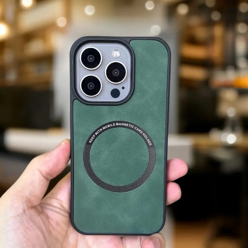 Vintage Leather Textured MagSafe Magnetic Ring Phone Case for iPhone 17/16/15/14/13/12 Pro Max Plus Air, TPU+PC Shockproof Edge Protection Casing, Heavy-Duty Anti-Scratch Accessories with Flexible Edges & Rigid PC Back, Wireless