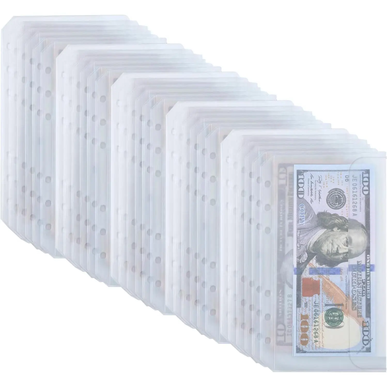 25 count A6 Binder Pockets with No Zippers, Zipless Budget Envelopes with , A6 Binder Pouch for 6 Ring Binder,  Folder Organizer, Clear PVC Savings Challenges Envelopes.