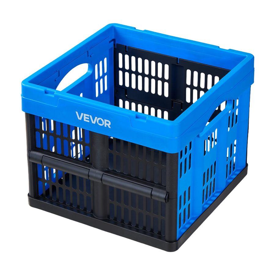 VEVOR Plastic Collapsible Storage Bins, 25L 3 Packs, Stackable Folding Storage Crates with Handles, Holds 22 lbs Per Bin, Foldable Heavy Duty Containers, Space-Saving Baskets, for Home Organizing