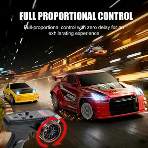JJRC 1:43 Q Version 4WD RC Drift Car with ESP Gyroscope – Full Proportional Control, Interchangeable Racing & Drifting Tires, LED Lights – Miniature High-Speed Remote Control Car for Kids and Adults