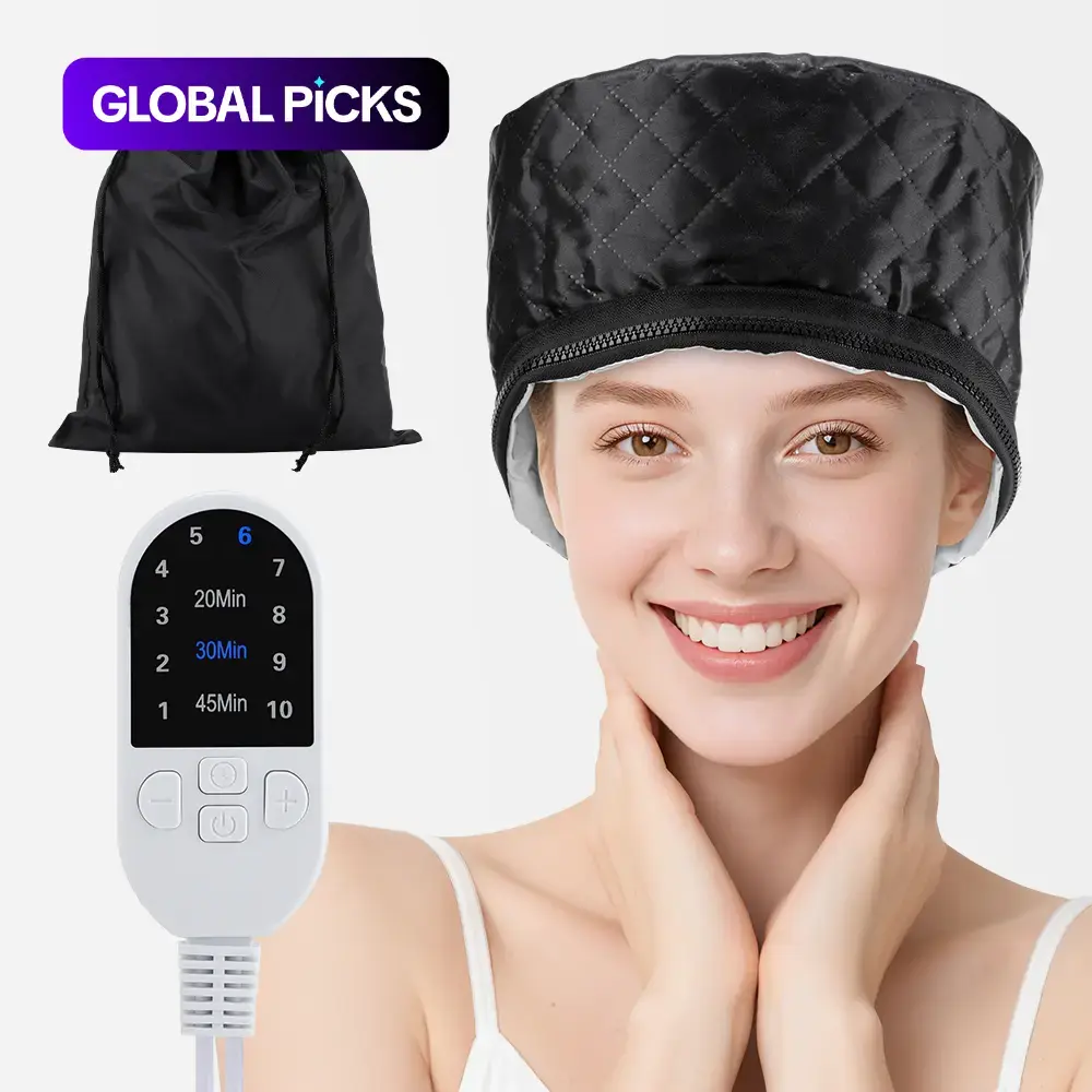 Electric Hair Steamer Cap with Adjustable Heat Setting, 10 Heat Levels & 3 Timer Settings, Deep Conditioning Thermal Spa Bonnet, Hair Care Cap for Women #GLOBAL PICKS