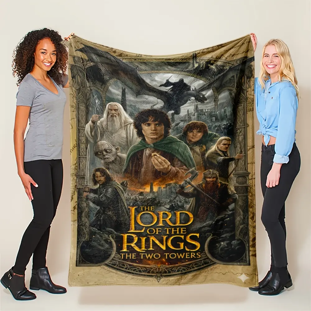 1pc The Lord of the Rings The Two Towers Movie Poster Flannel Throw Blanket Frodo Gandalf Soft Fleece Blanket Sofa Bed Cover LOTR Fan Gift