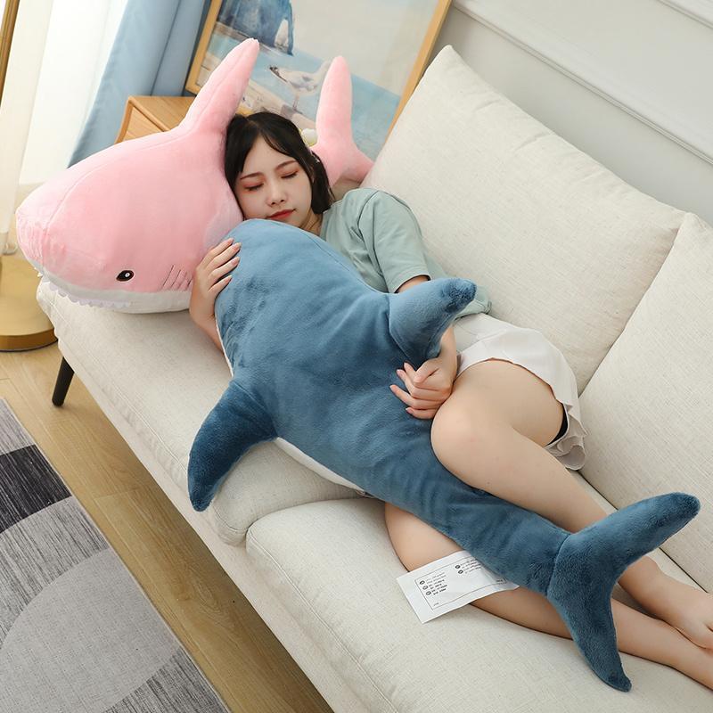 30-120CM Gaint Shark Whale Plush Pillow Gray Blue Pink Shark Stuffed Doll Warm Hug Pillow Cushion Toys Sofa Home Decoration