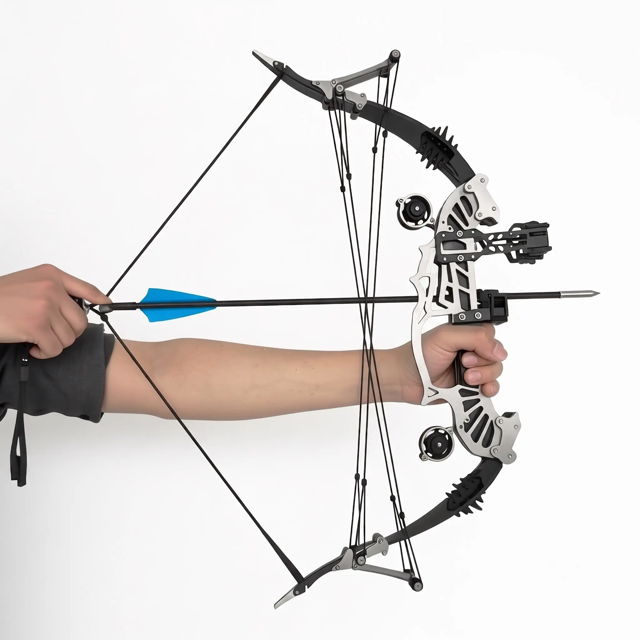 22inch Ambidextrous Compound Bow and Arrow Set with Bow Release Aid and 8 Feathered Arrows - Perfect for Beginner Target Practice & Best Holiday Gift