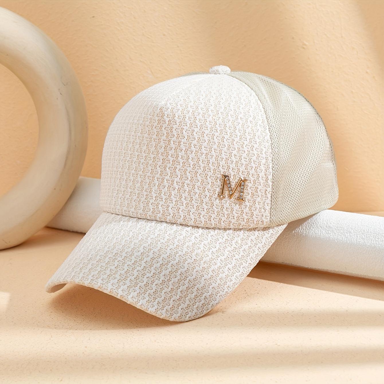 Letter M Decor Baseball Cap Trendy Solid Color Mesh Dad Hats Lightweight Breathable Trucker Hats For Women daily use Spring & Summer