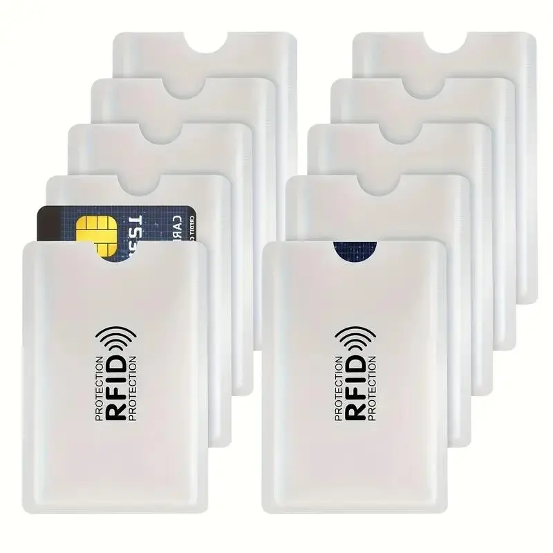 10-Pack RFID Blocking Card Sleeves, RFID Shielded Aluminum Foil NFC Protection, RFID Anti Theft, Ideal for Credit Cards, Ids, Passports, Home Storage Organizer, Perfect Gift