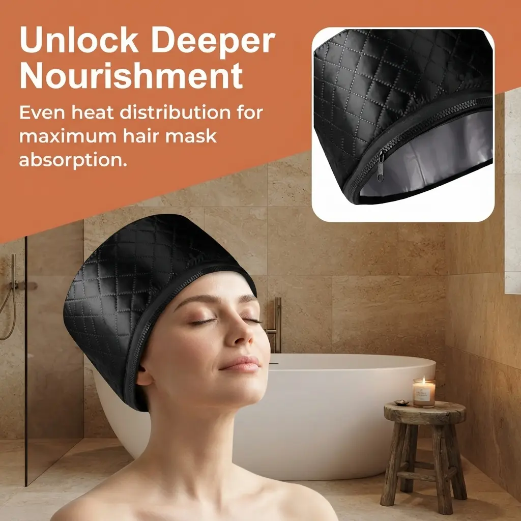 DIY Salon Hair Spa At Home!Temperature Adjustable Steam Heating Cap For Deep Hair Conditioning