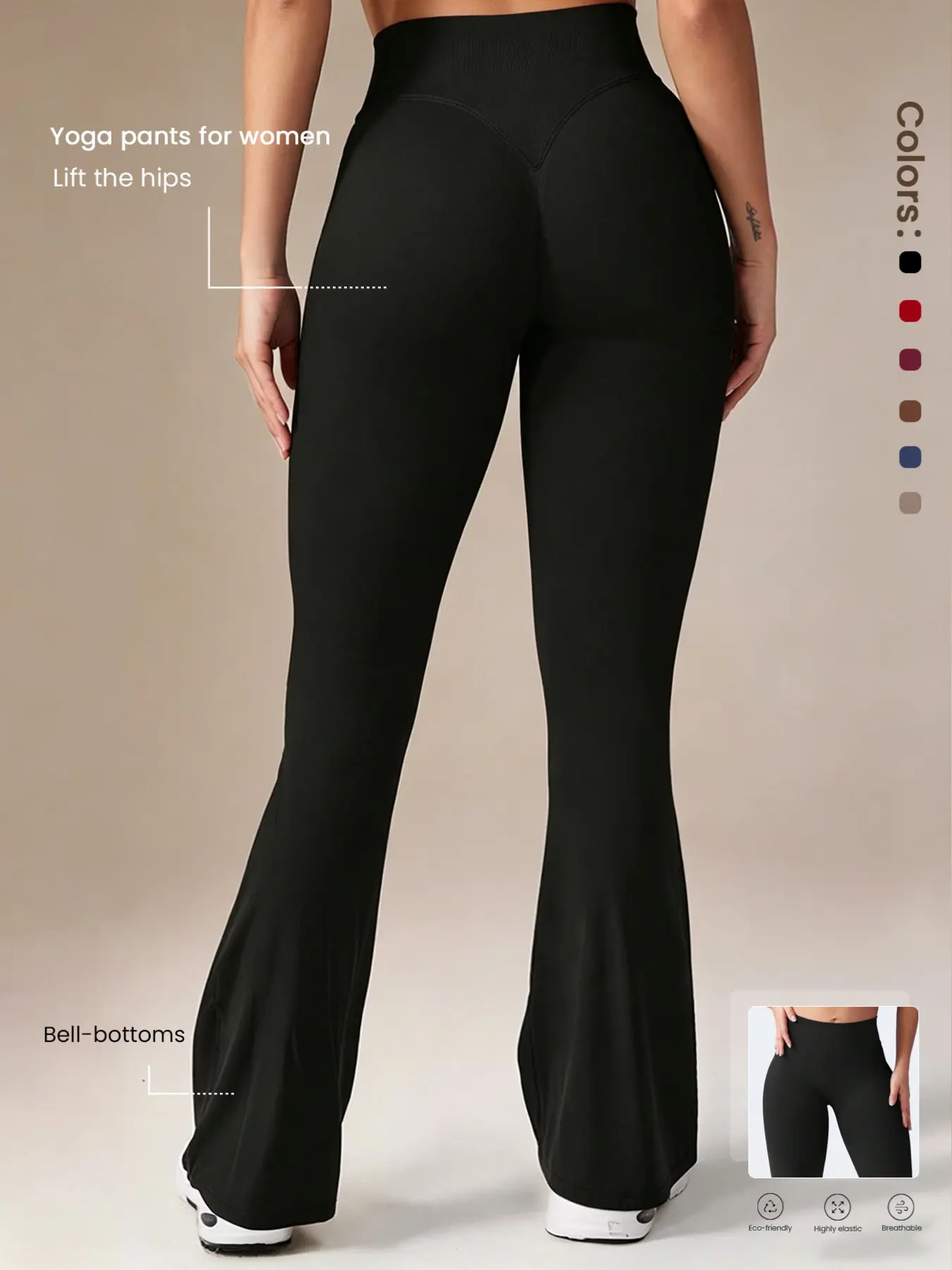 Women's Fashion High-Waisted Sporty Yoga Pants, Stretchy Peach Butt Leggings, Micro Flare Workout Tights, Gym Sportswear Bottoms, Activewear Bottoms for All Seasons