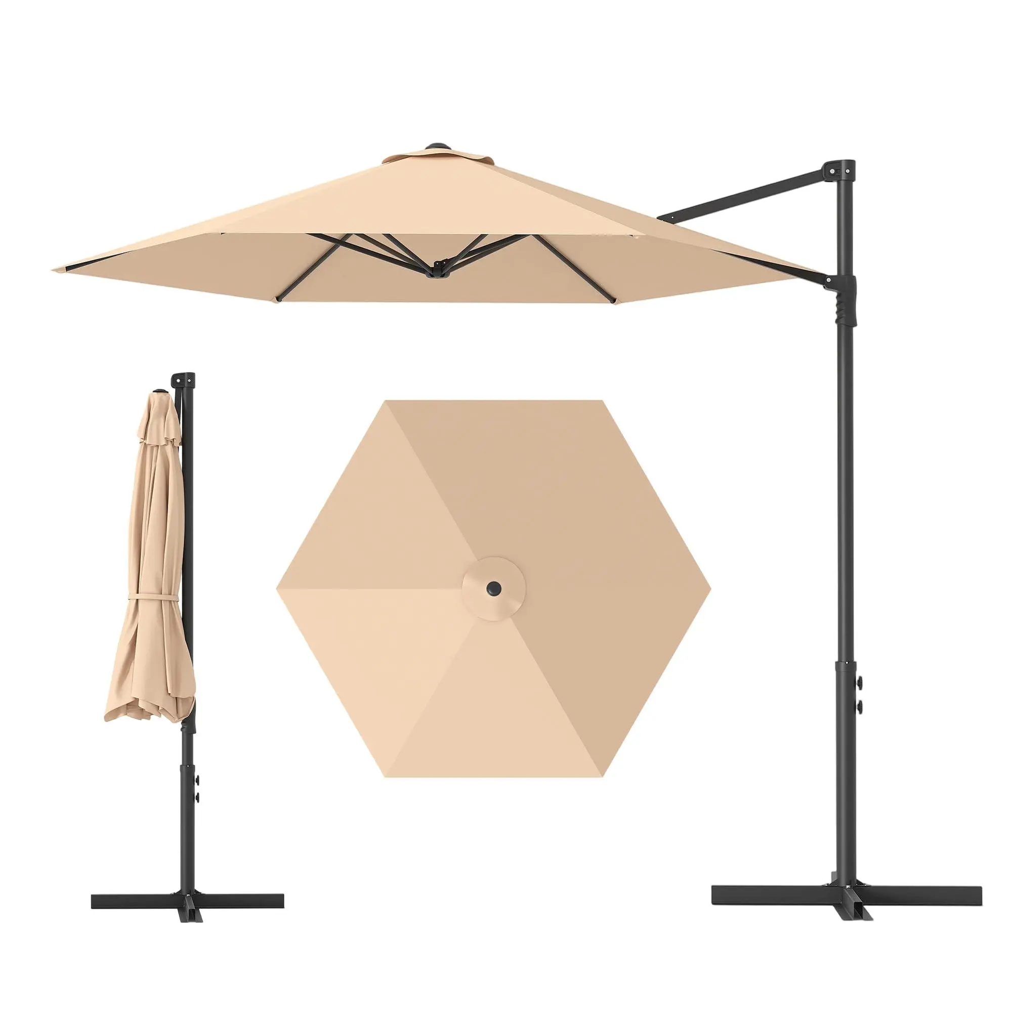 GARVEE UV-Resistant Large Shade Cantilever Patio Umbrella – 9FT Offset Outdoor Parasol with Vented Canopy for Deck, Backyard, Poolside, Garden Furniture – Robust Sun Protection