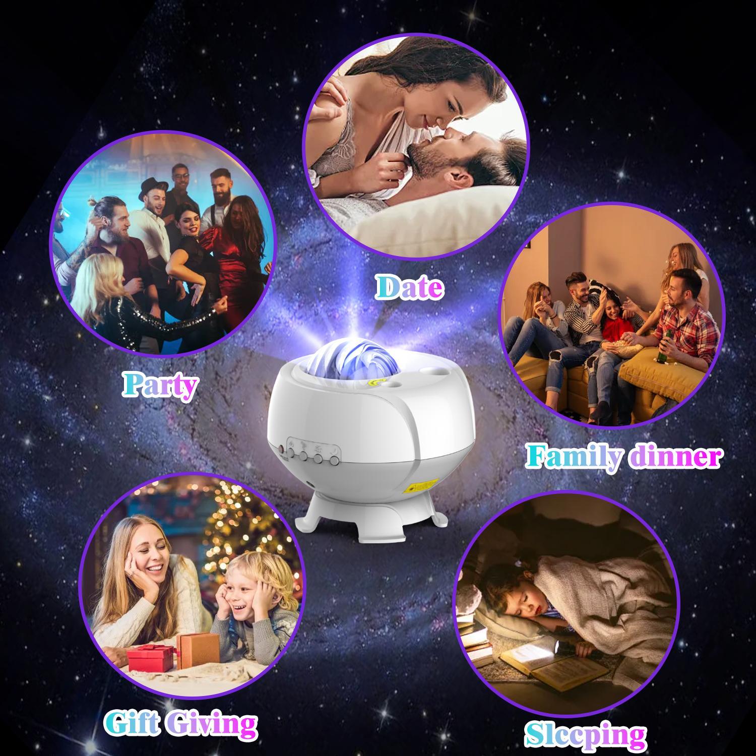 USB Rechargeable Aurora Projector Night Light, Galaxy Projector with Remote Control, Decorative Ambient Light for Home Bedroom Living Room