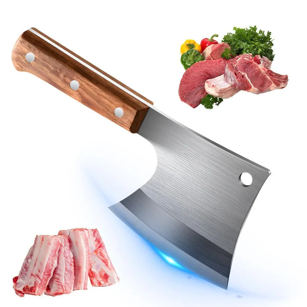Heavy Duty Meat Cleaver Knife, Forged Butcher Knife Bone Chopper with Full Tang Stainless Steel Blade and Pearwood Handle#DealsForYouDays