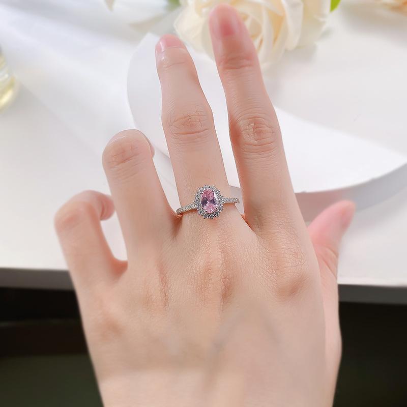 Padparadscha Pink 5x7mm Oval Ring in S925 Silver with High Carbon Stone|Stylish & Minimalist Engagement Ring|Perfect Birthday Gift for Girlfriend XF02