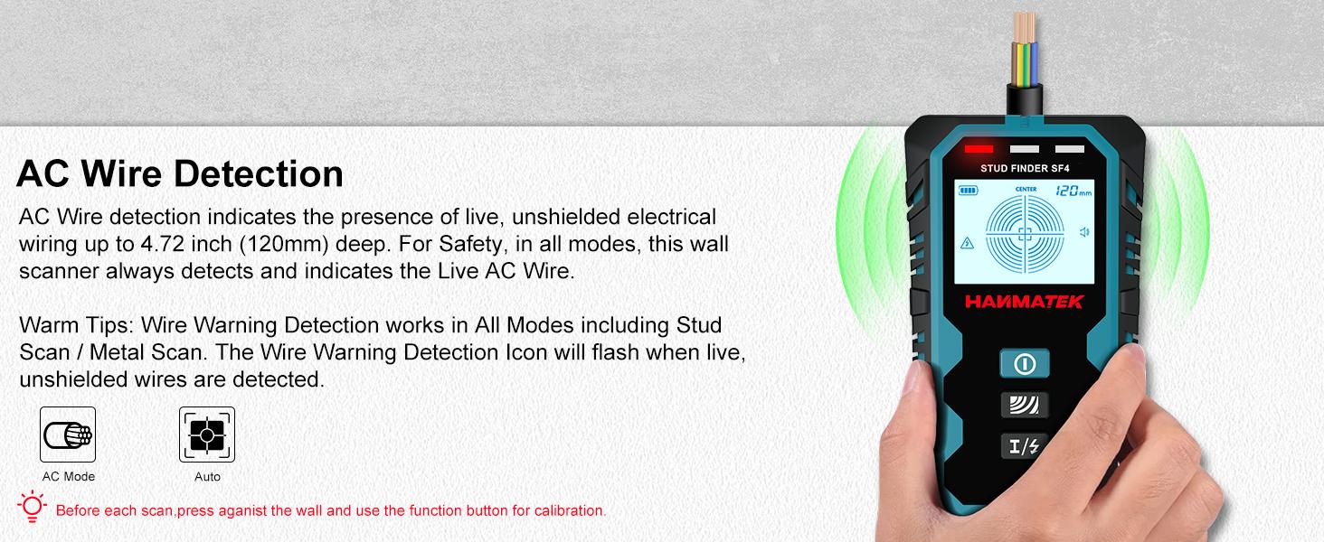 Stud Wall Scanner,5 in 1 Multifunction Stud Locator with Sensor Audio Alarm HD LCD Display, Stud Tool for The Center Edge of, Studs, Plaster,AC Wire,Pipe