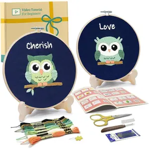 Owls Embroidery Kit for Beginners with Patterns | Beginner Embroidery Kit for Adults and , Hand Embroidery for Beginners, Learn to Embroider Kit Adult Beginner