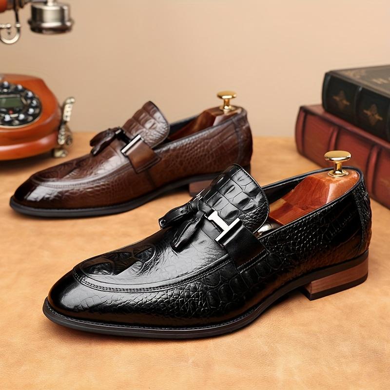 Men's Calfskin Square Toe Slip-On Loafers Luxury Dress Shoes