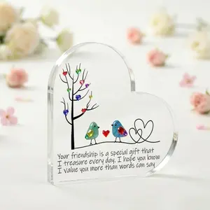 Friendship Gift, Best Friend Acrylic Heart Plaque, Meaningful Quote Keepsake, Birthday Gift for Her, Long Distance Friendship Souvenir