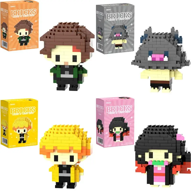 Deman Slayar Lega Kimetsu no Yaiba Plastic Anime Building Blocks, Japanese Anime Classic Model Building Kits with Tomioka Giyuu & Kamado Tanjirou Collectibles for Kids