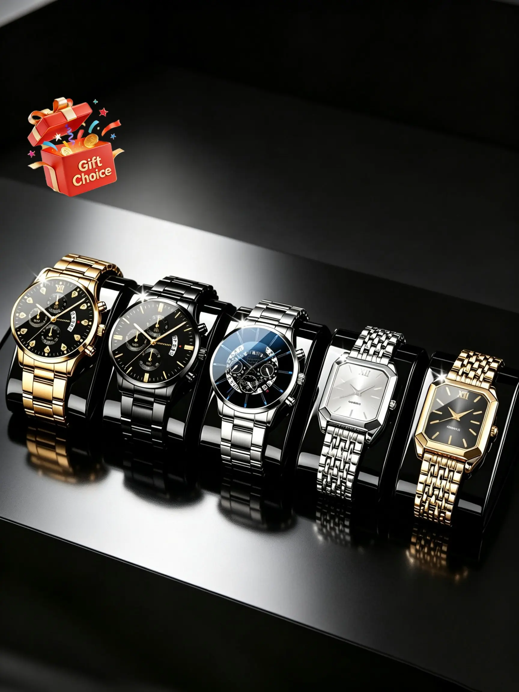 5pcs Luxury Classic Quartz Watch Set for Men and Women, Elegant Analog Watches for Daily and Formal Occasions, Perfect Gift for Birthdays and Weddings, Fashion Quartz Watch