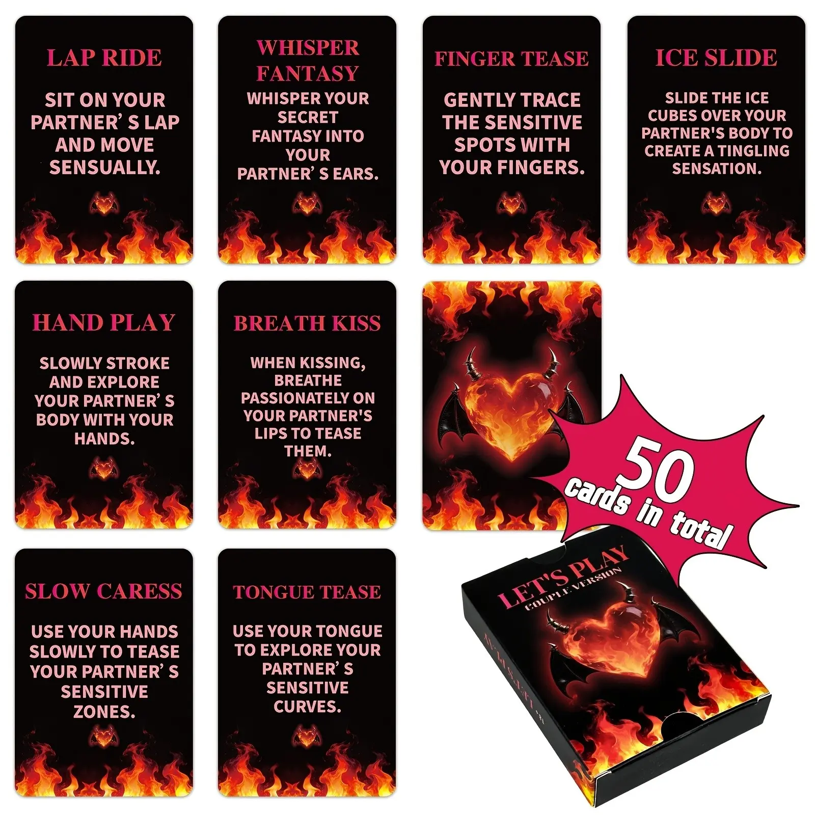 50 Adult Private Interaction Card Games, Fun Couple Intimate Game Toys, Interactive Props Cards, Perfect for Romantic Nights