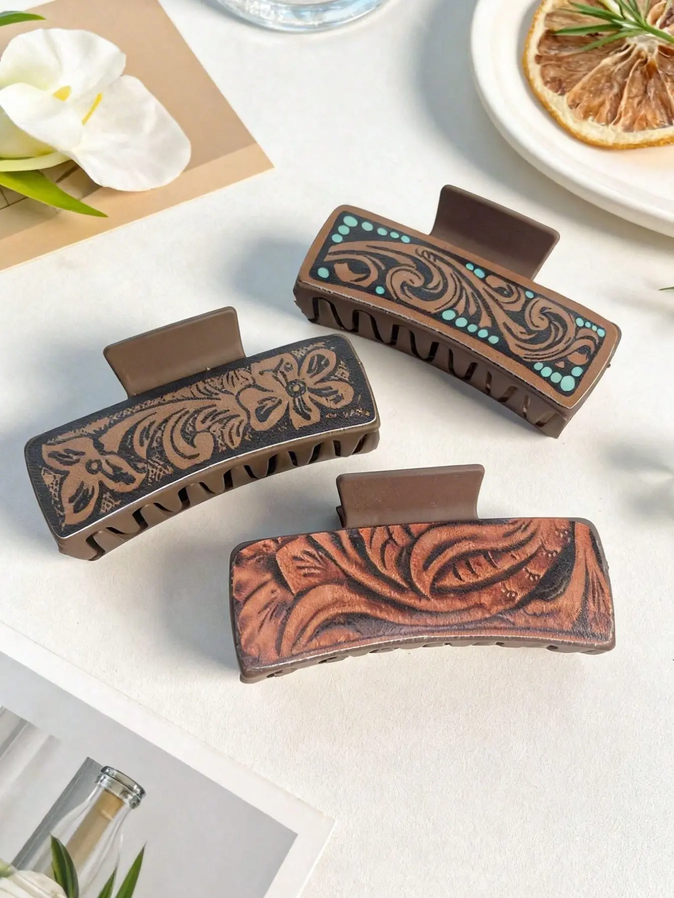 3-Piece Retro Western Cowboy Hair Clips, Simple Vintage Style, Perfect for Women and Girls, Daily Half-Up Hairstyles, Birthday Gift, Hair Styling Clips, Fashion Hair Accessories, Hair Decor