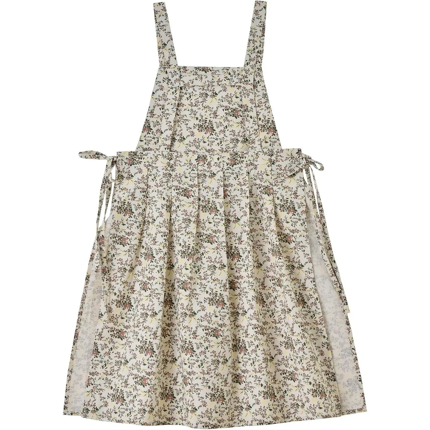 Japanese Cotton Linen Cross Back Apron with Pockets,Fashion Pinafore Dress for Gardening Painting Cleaning Cooking