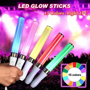 1pc, 15-Color LED Fluorescent Stick, Flash Stick, Glow Stick, Multiple Lighting Modes, 15 Color Switching Flashing, Used For Holiday Parties, Concerts, Concerts, Bars, Outdoor Activities, Party Supplies