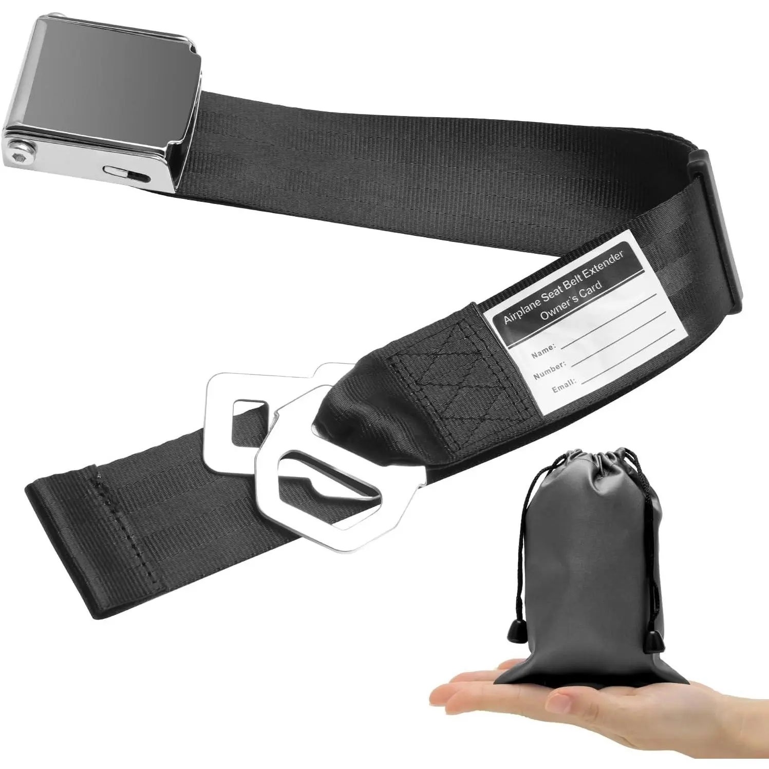 2 in 1 Airplane Seat Belt Extender, Adjustable 7-32", Fits All Airlines, Free Carrying CaseGift