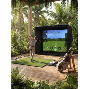 【GARVEE】11 x 8 ft Golf Simulator Enclosure Package, 4K Compatible Impact Screen with Blackout Frame Poles, Side Nets, Bottom Mesh & Sandbags for Indoor Garage Golf Practice - summerwins
