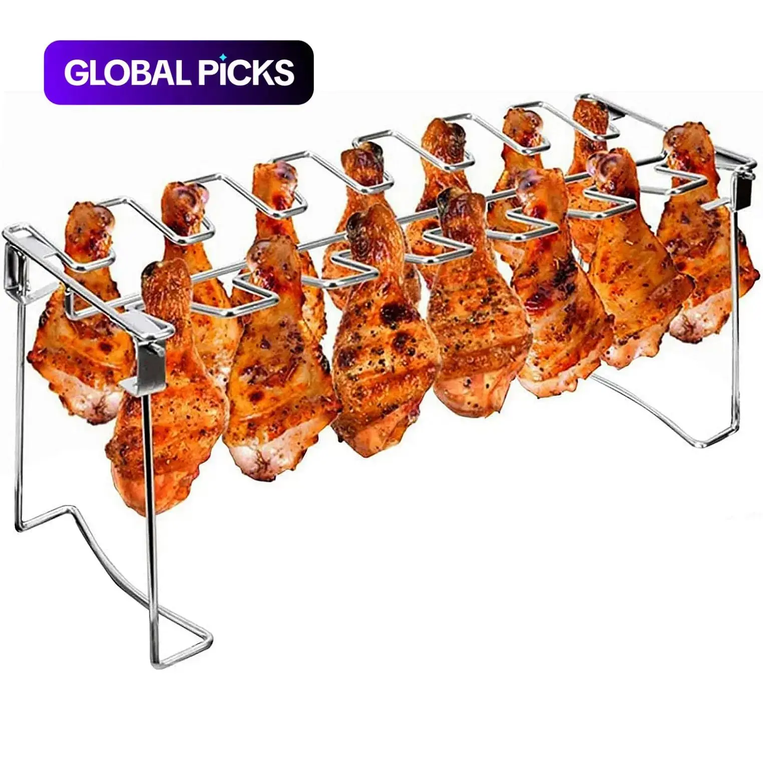 Metal Chicken Drumstick Rack, Multi-Grid Non-Stick Grill Rack, Dishwasher-Safe BBQ Accessory for Camping and Outdoor Cooking, Barbecue Accessories