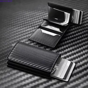 Men's Carbon Fiber RFID Blocking Wallet - Ultra-Thin Pop-Up Card Holder, Anti-Theft Multi-Card Slots Purse, Perfect Father's Day Gift for Him