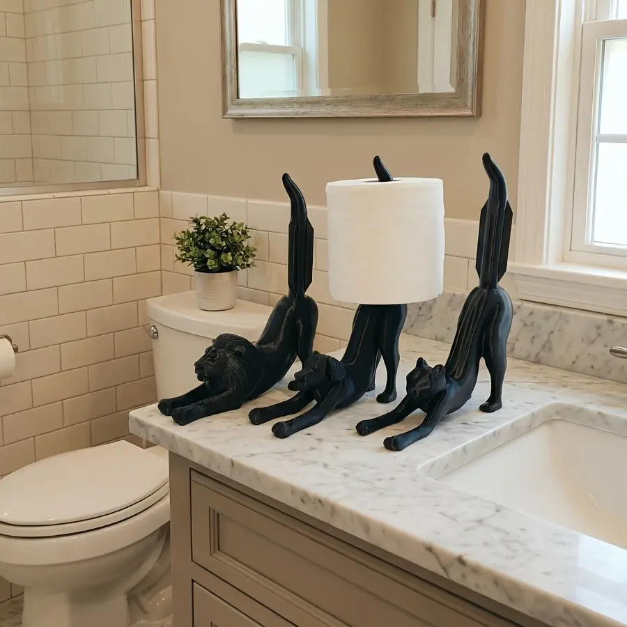 Cute Stretching Dog Cat Lion Paper Holder, Fun Bathroom Decor Organizer, Stylish Toilet Roll Dispenser, Tissue Dispenser, Bathroom Accessories, Bathroom Decor Supplies