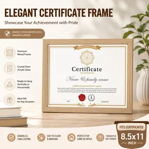 Certificate Frame with High Definition Plexiglass, 8.5 by 11 Picture Diploma Document Frames for Wall and Tabletop, Black&Wood, Desktop Wall Mount Certificate Holder, Perfect for Graduation Photos, Ideal Gift for Graduates, Home Decor