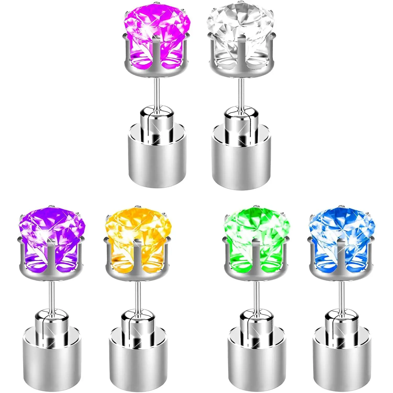 LED Earrings Light Up Stud Earrings Glowing Diamond Crown Pendant Earring for Women Men LED Jewelry for Party Wedding Birthday Night Out Disco Festival
