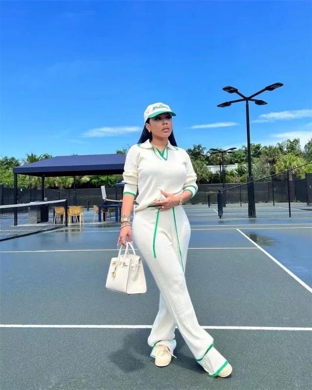 two-piece set woman Autumn Winter Knitting Casual Tracksuit for Women Two Piece Set Sportwear Striped Sweater Top and Wide Leg Pants Jogging Femme Clothes Fitted Womenswear Check Light