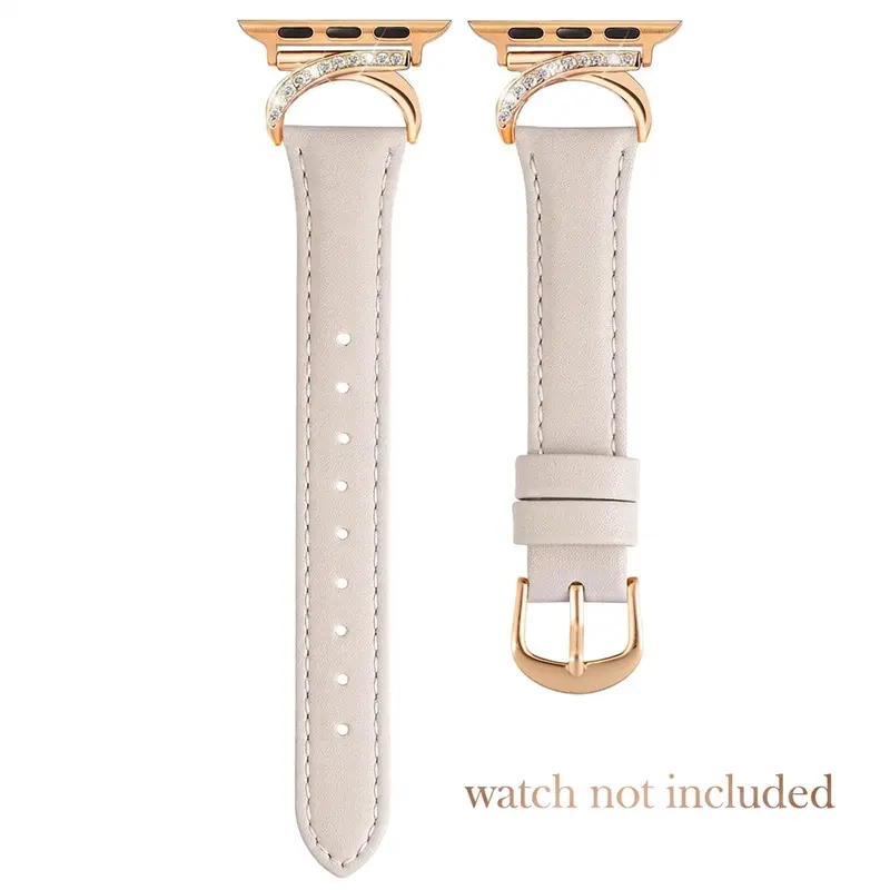 Leather Band for Apple Watch Series 1-11 Se, Compatible with 38-49mm Models, Fashion Thin Leather Strap with C-Shaped Buckle, Elegant Women's Accessory, Watch Straps (Band Only)